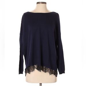 Navy blue Joie wool cashmere blend long sleeve with lace trim